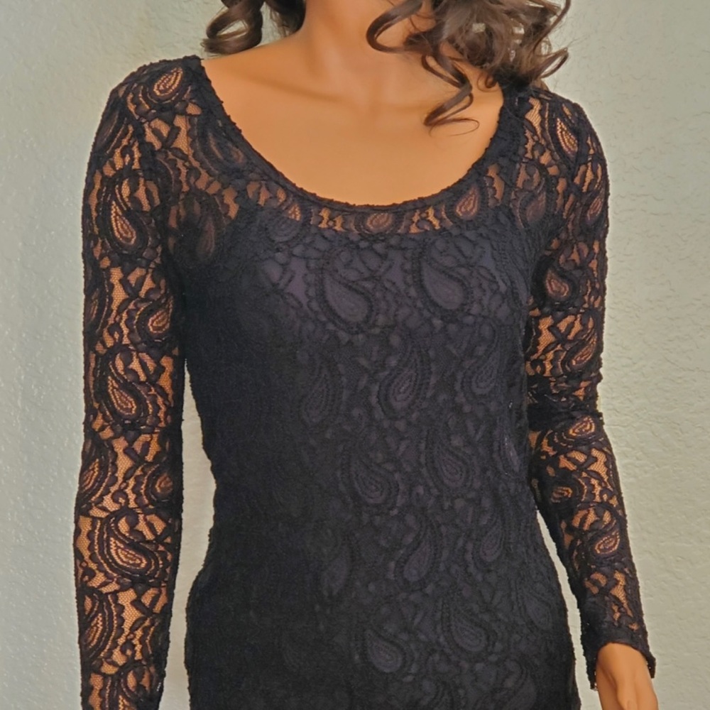 BKE Boutique Black Lace Longsleeve